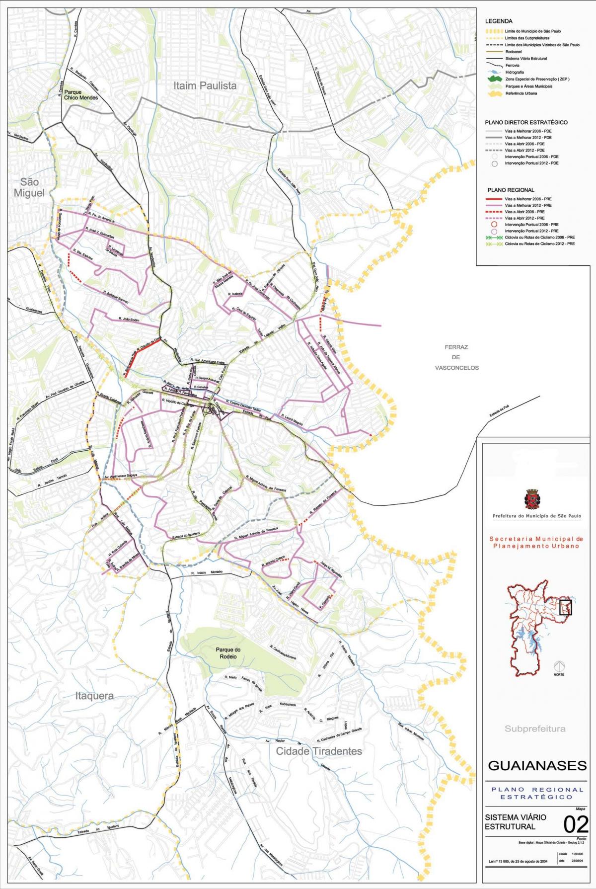 Карта Guaianases Сан - Паулу - доріг