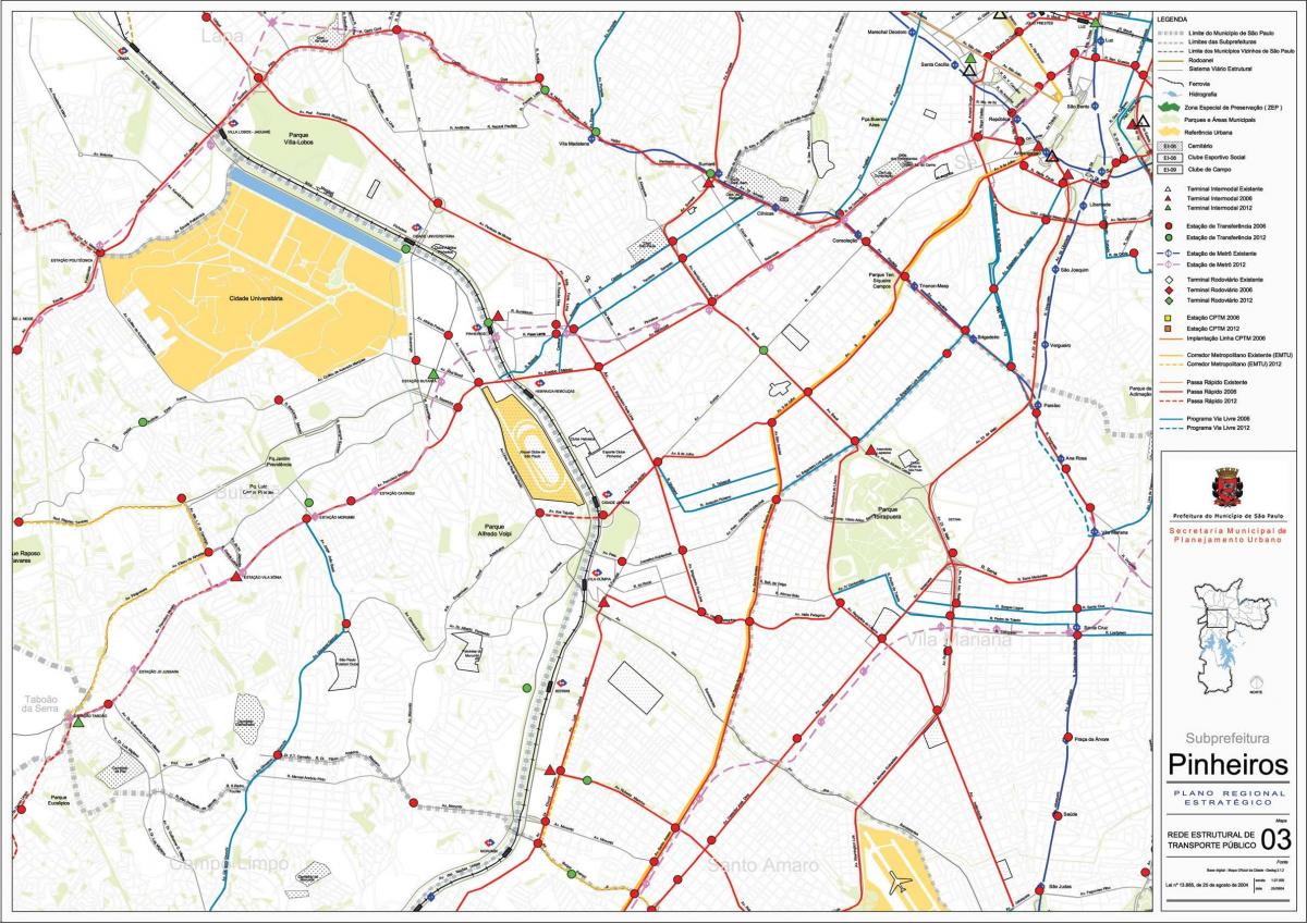 Карта pinheiros в Сан - Паулу - громадський транспорт