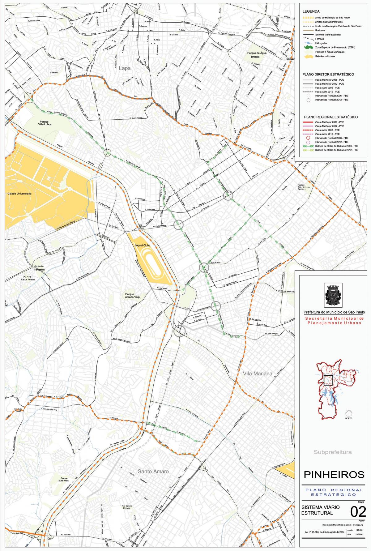 Карта Пинхейрос міста Сан - Паулу - доріг