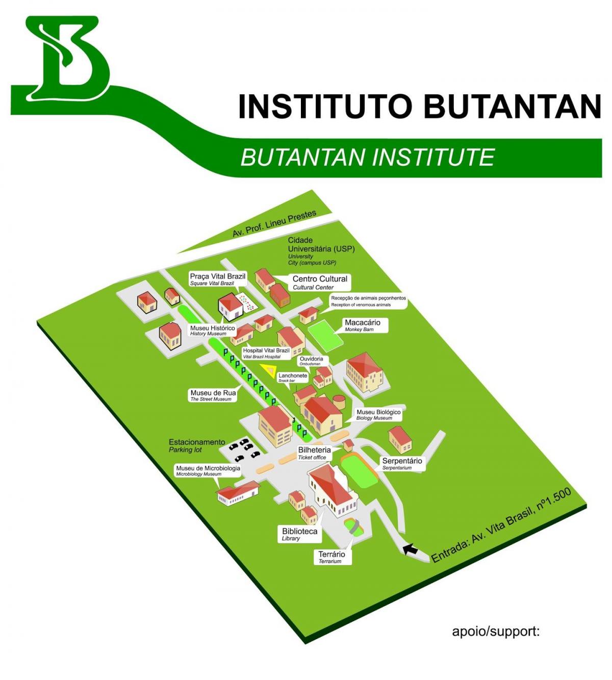Карта інституту Butantan