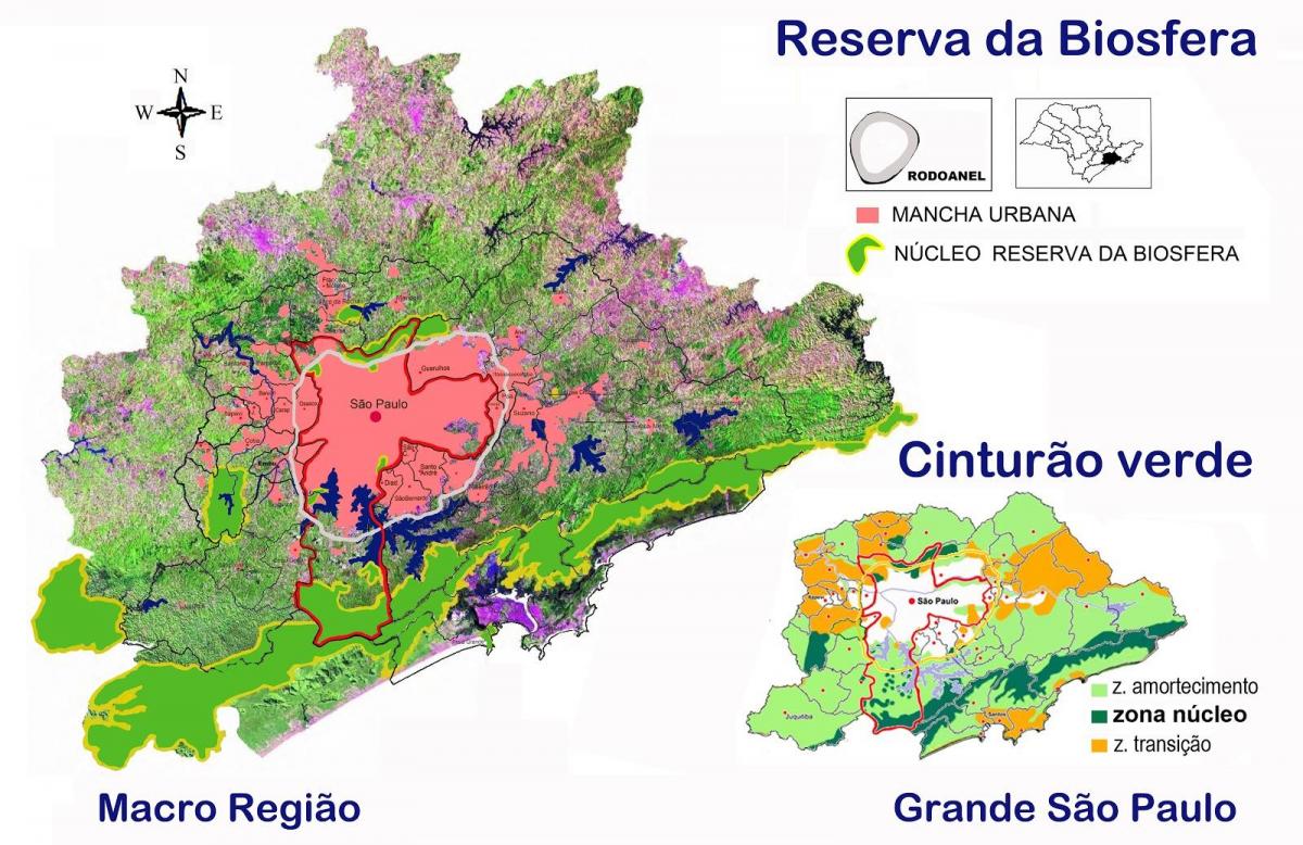 Карта біосферного заповідника зеленого поясу Сан-Паулу