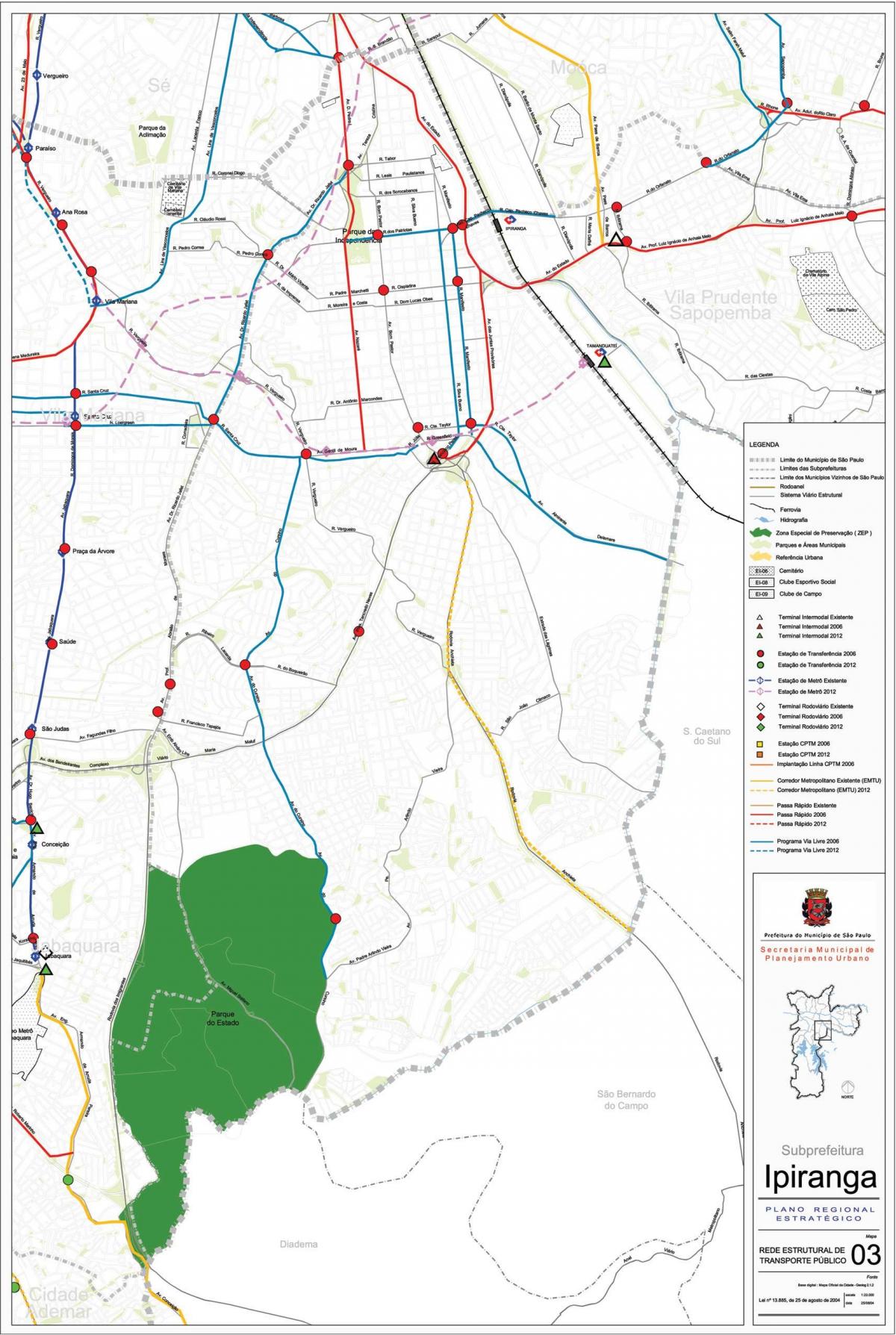 Карта Ипиранга-Сан-Паулу - громадський транспорт