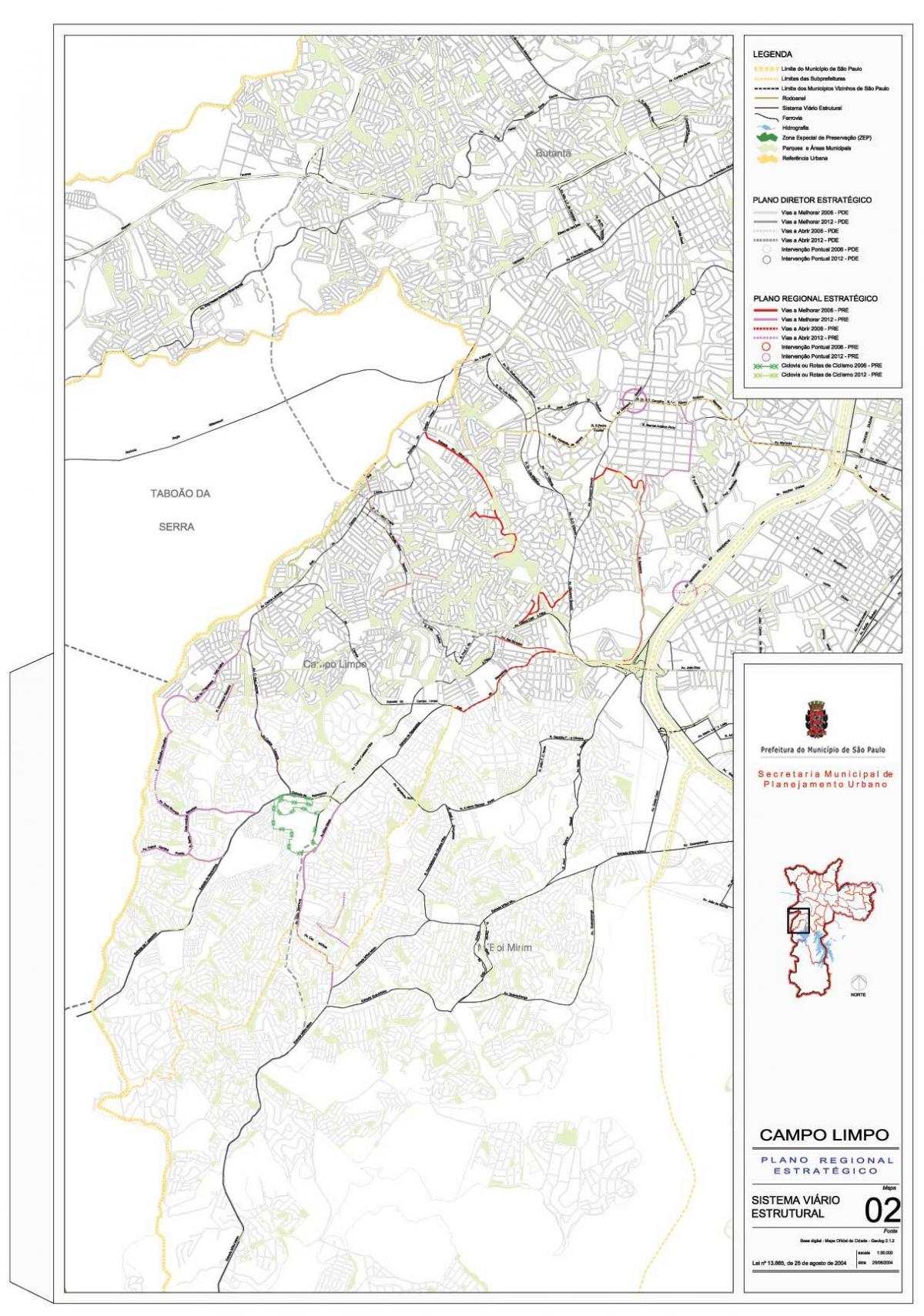 Карта Кампу-Лимпу-Сан-Паулу - доріг