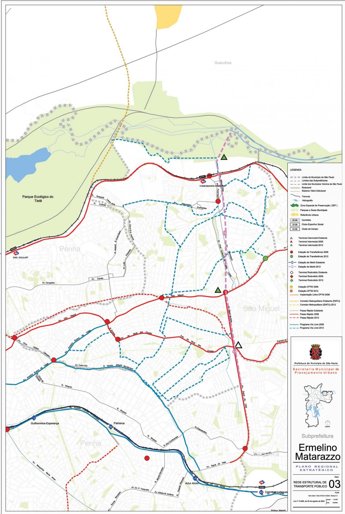 Карта Ermelino Матараццо Сан - Паулу - громадський транспорт