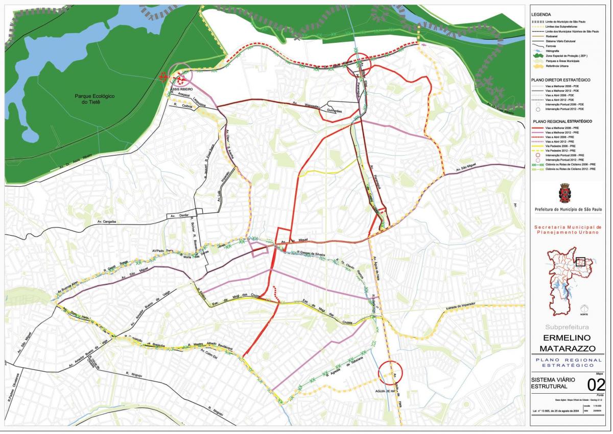 Карта Ermelino Матараццо Сан - Паулу - доріг