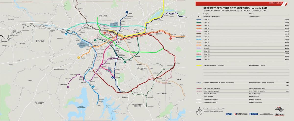 Карта транспортної мережі Сан-Паулу