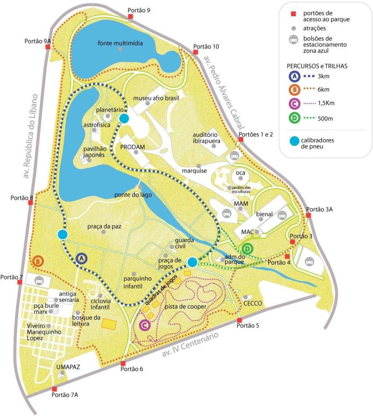 Карта парку Ибирапуэра