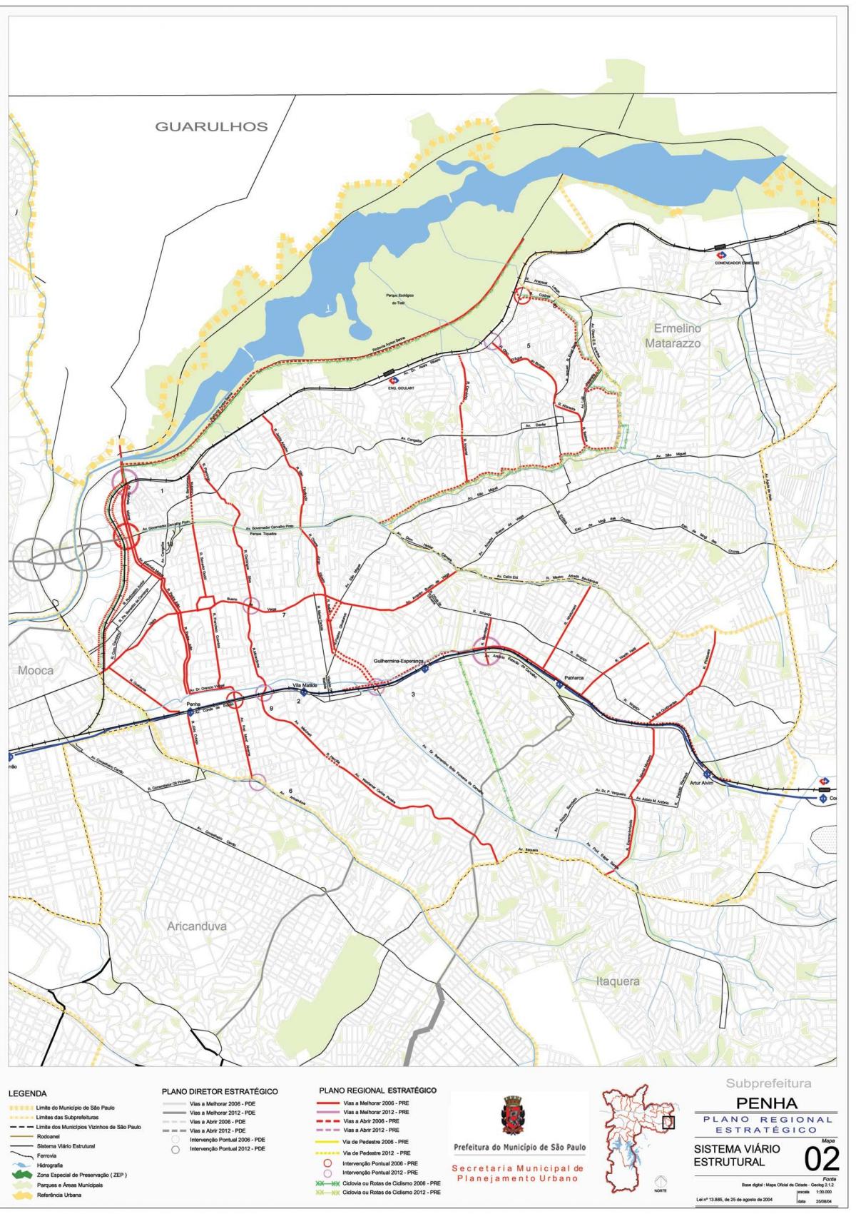 Карта Пенья, Сан - Паулу - доріг