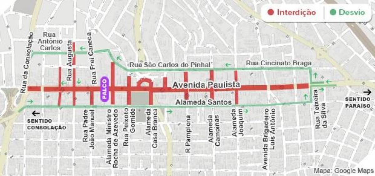 Карта проспект Пауліста в Сан-Паулу