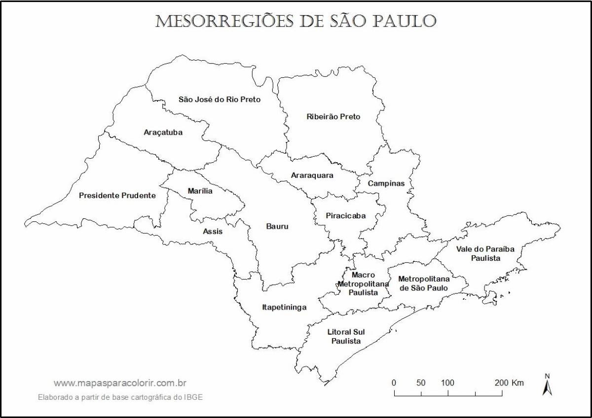 Карта Сан-Паулу Діва - імена регіонів