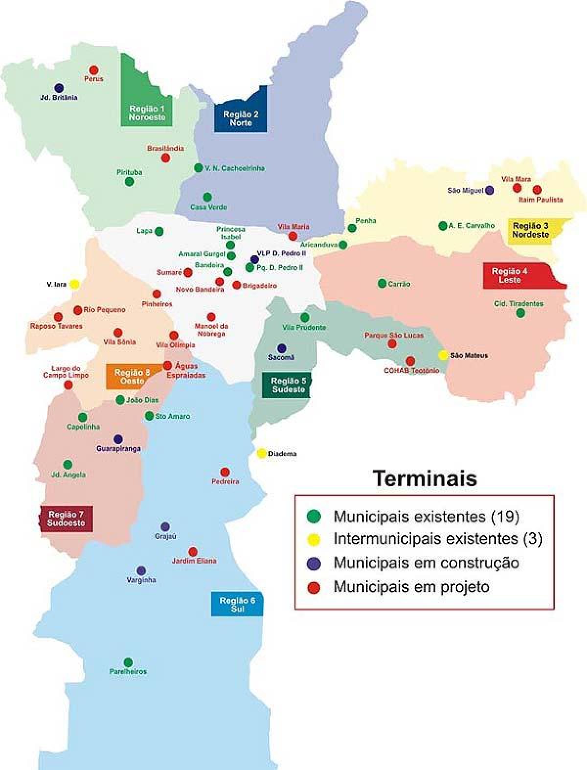 Карта терміналів автобусі Сан-Паулу