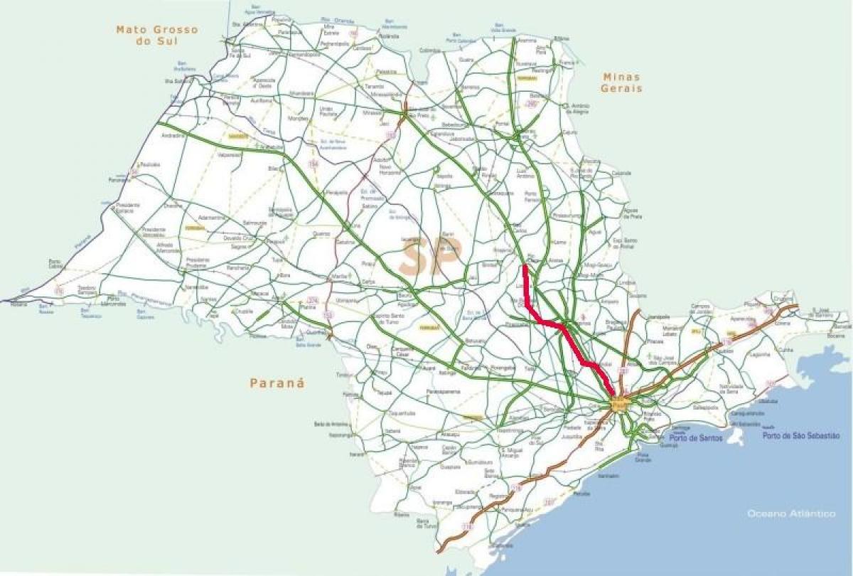 Карта шосе Бандейрантис - СП 348