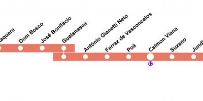 Карта Сан-Паулу CPTM - лінія 11 - Кораловий