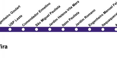 Карта Сан-Паулу CPTM - лінія 12 - Сапфір