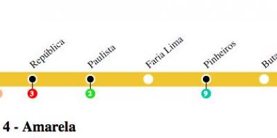Карта метро Сан - Паулу - лінія 4 - жовта