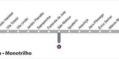 Карта Сан-Паулу монорейка - лінія 15 - срібло