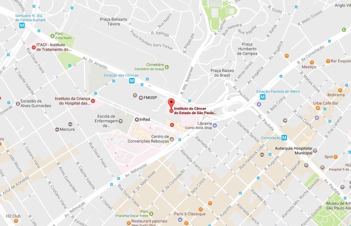 Карта Інституту раку в Сан-Паулу