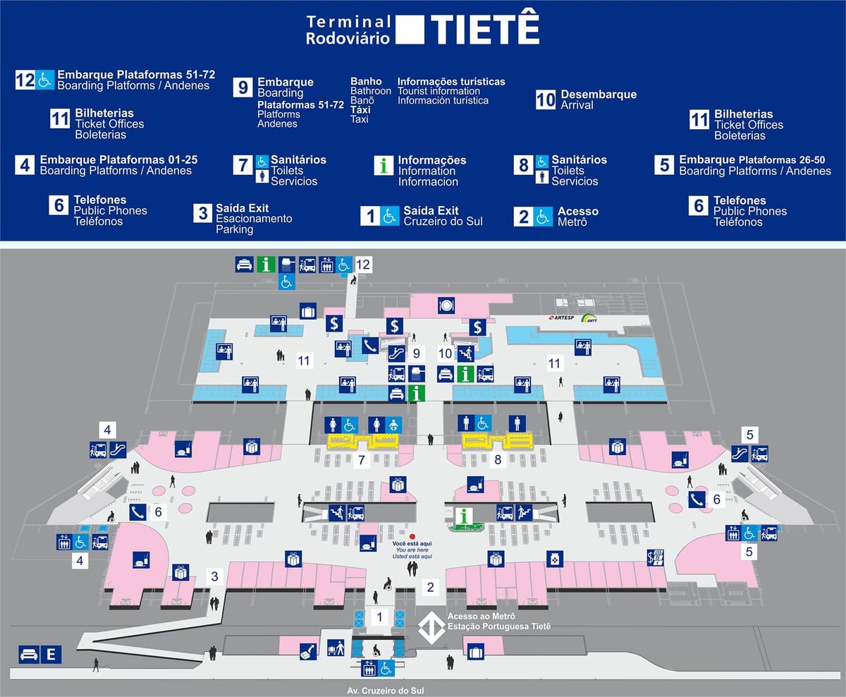 Карта автобусного терміналу Тиете