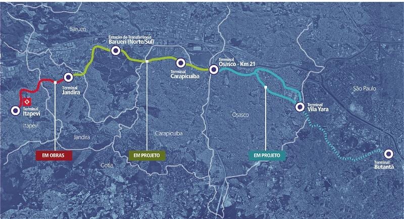 Карта коредоре метрополітан Итапеви
