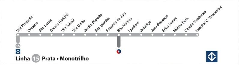 Карта метро Сан - Паулу - лінія 15 - срібло