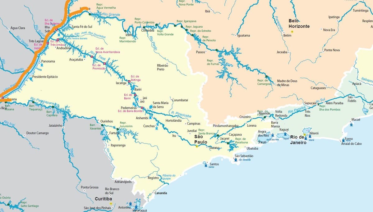 Карта Сан-Паулу річок
