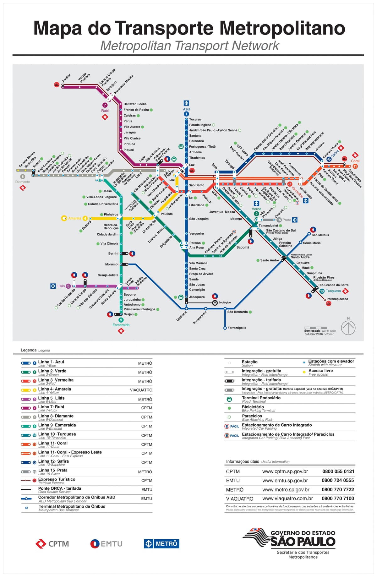 Карта транспорту Сан - Паулу - EMTU/СП - метро - CPTM
