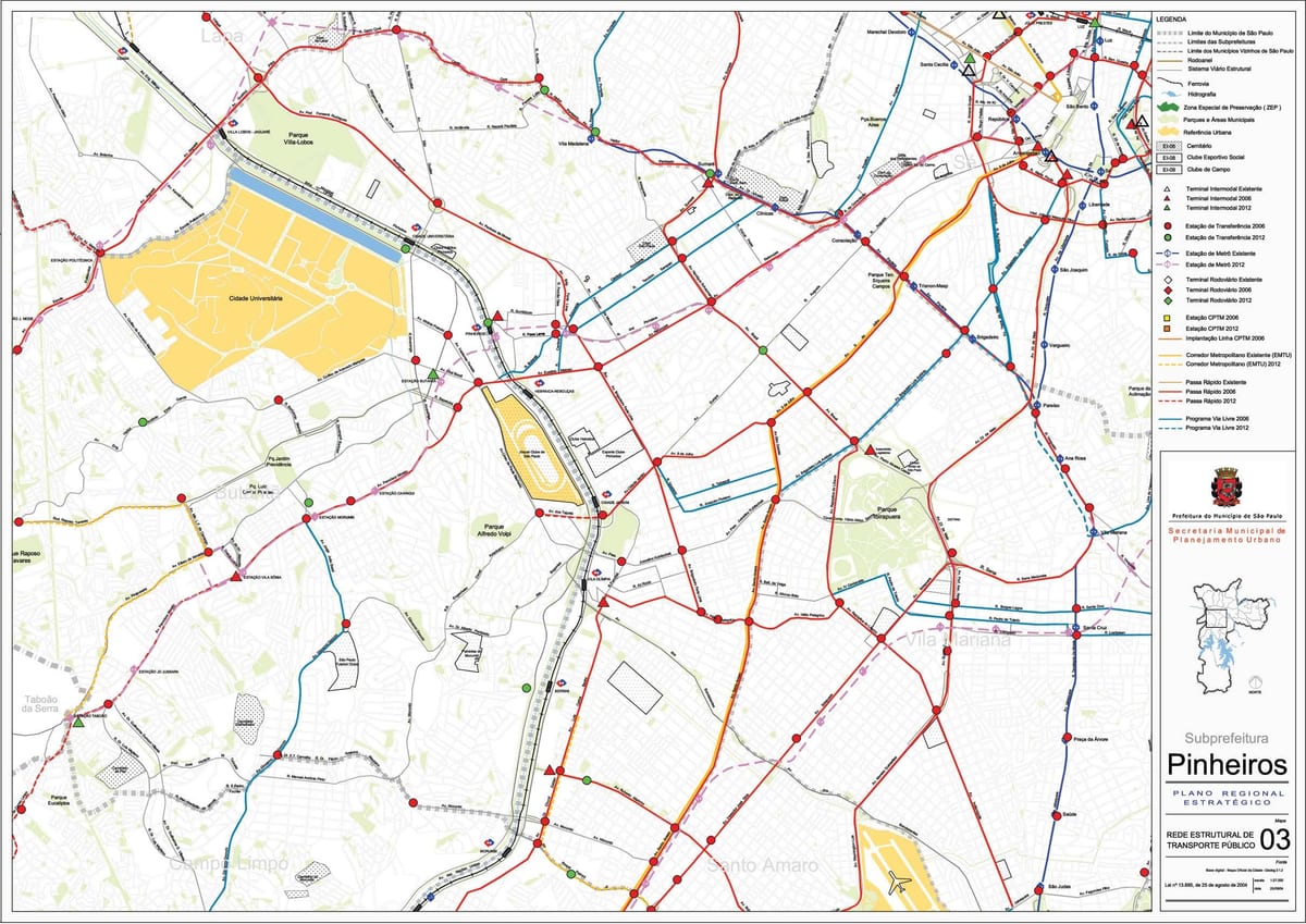 Карта pinheiros в Сан - Паулу - громадський транспорт