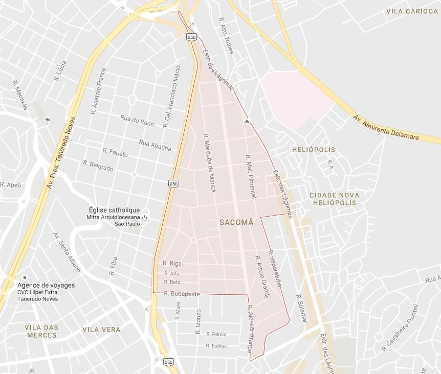 Карта Сан-Паулу Sacomã