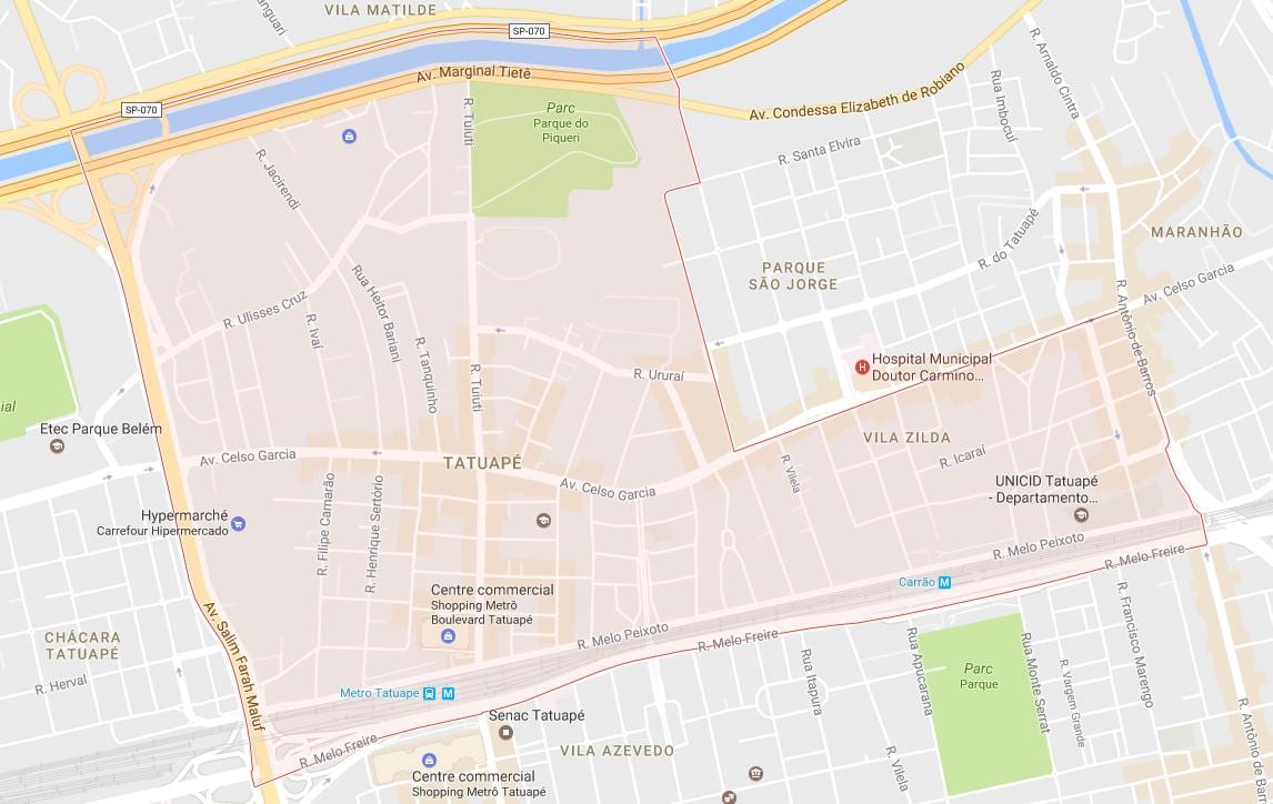 Карта Tatuapé Сан-Паулу