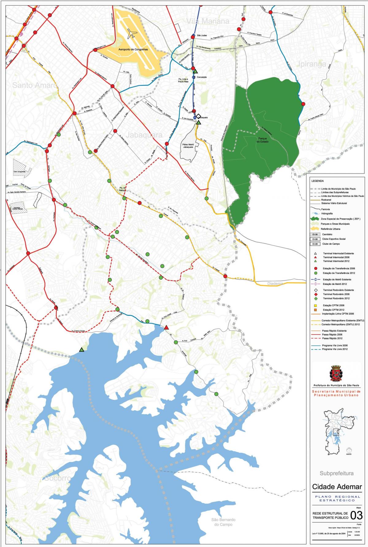 Карта Сідаде Адемаре Сан-Паулу - громадський транспорт