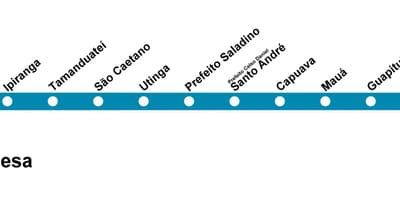 Карта Сан-Паулу CPTM - лінія 10 - бірюзовий